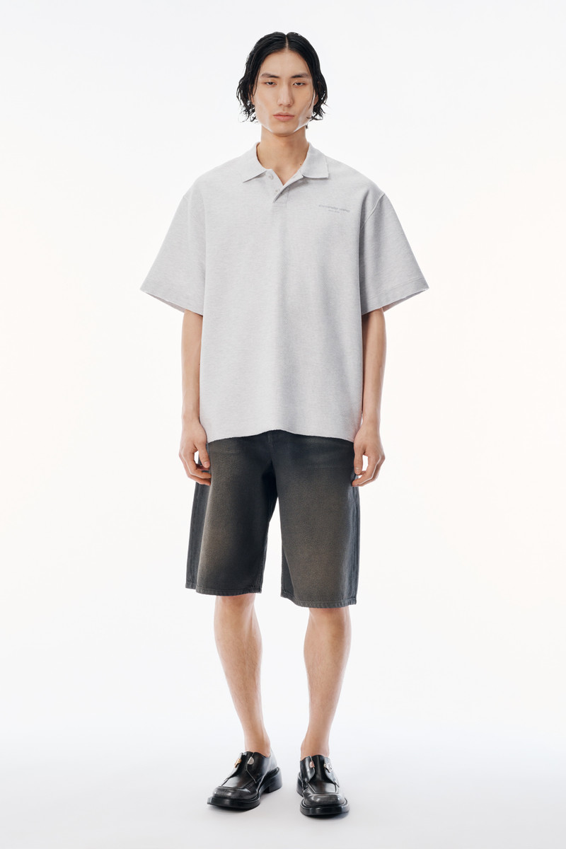 Alexander Wang light grey striped Pique Polo outlook