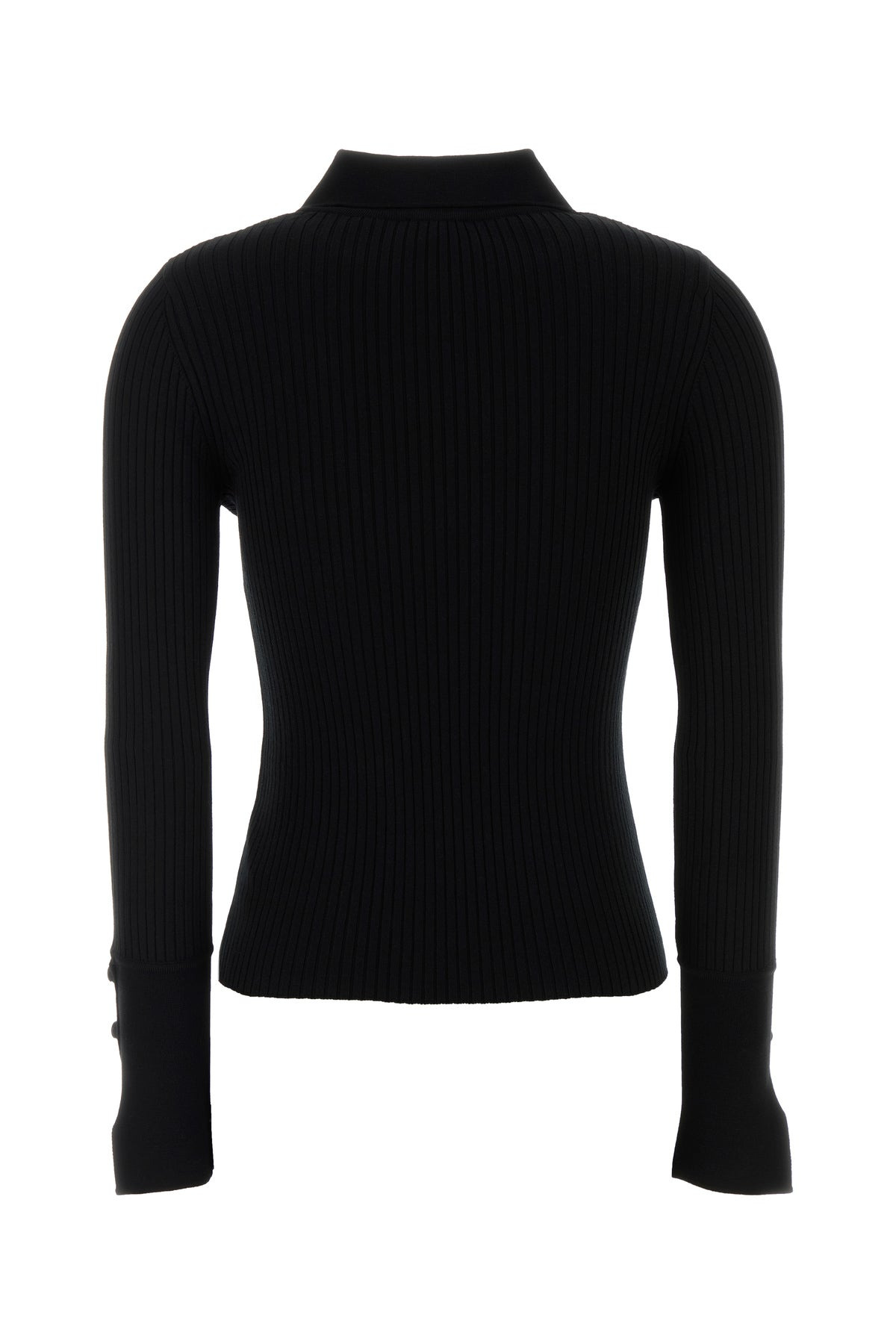 Black viscose blend polo shirt - 2