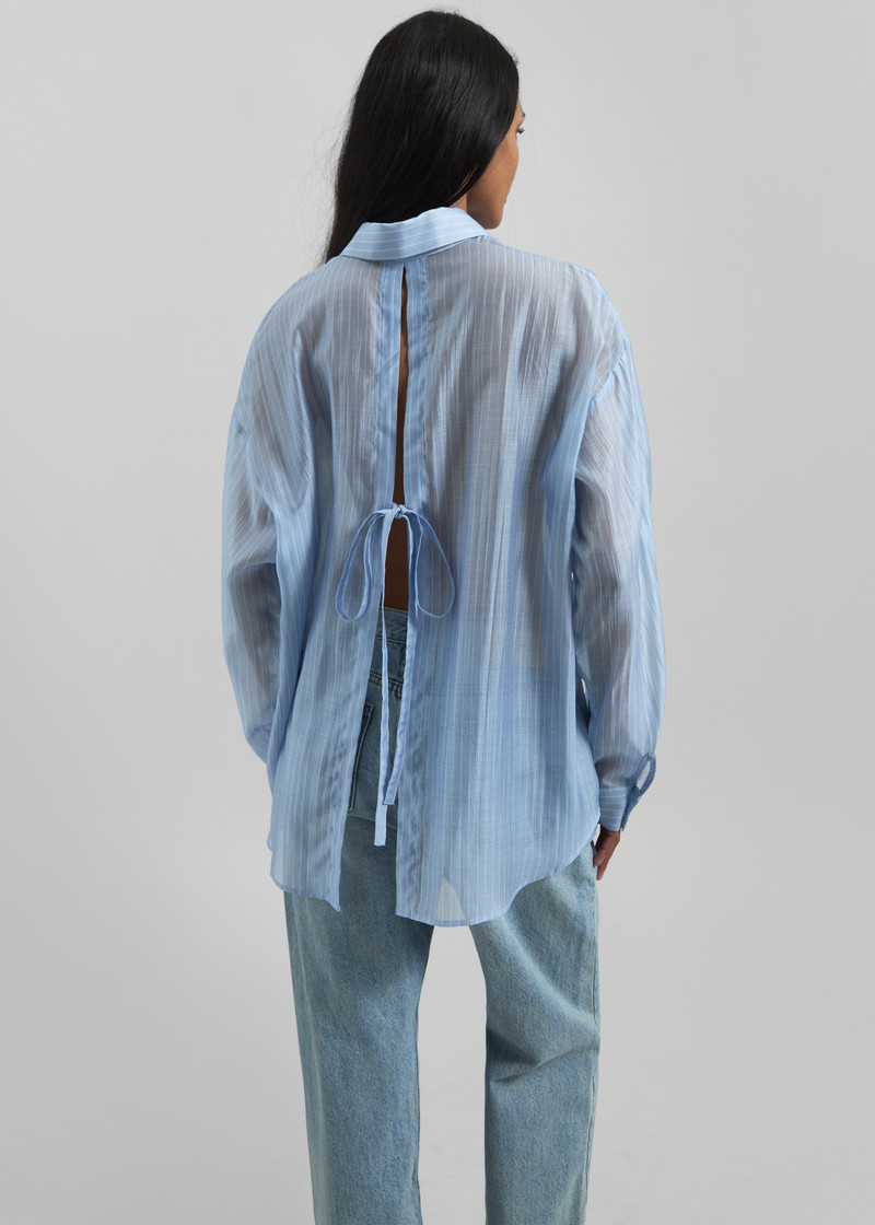 Kesin Open Back Shirt - Blue/White Stripe 3