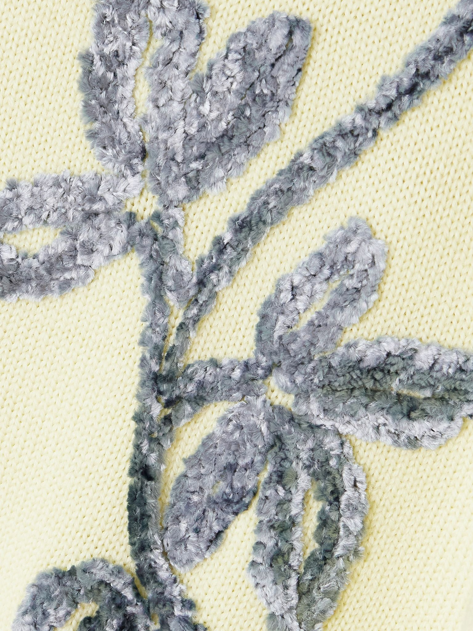 Oversized embroidered wool cardigan Pastel yellow - 4