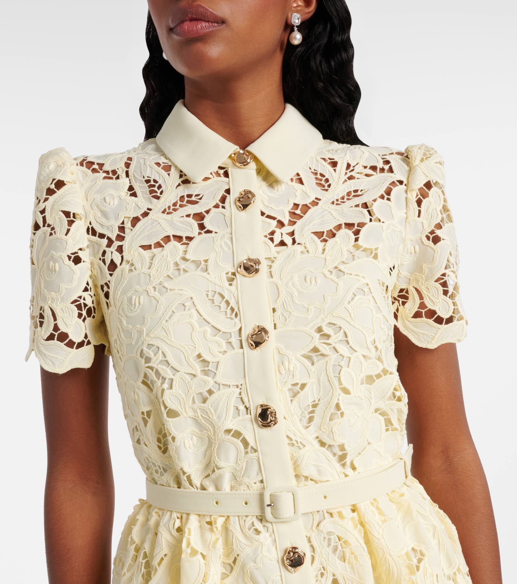Lace-trimmed midi dress - 4