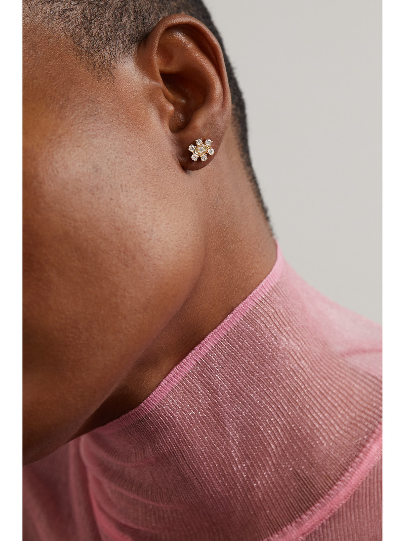 SYDNEY EVAN Eye Flower 14-karat Gold Diamond Single Earring outlook