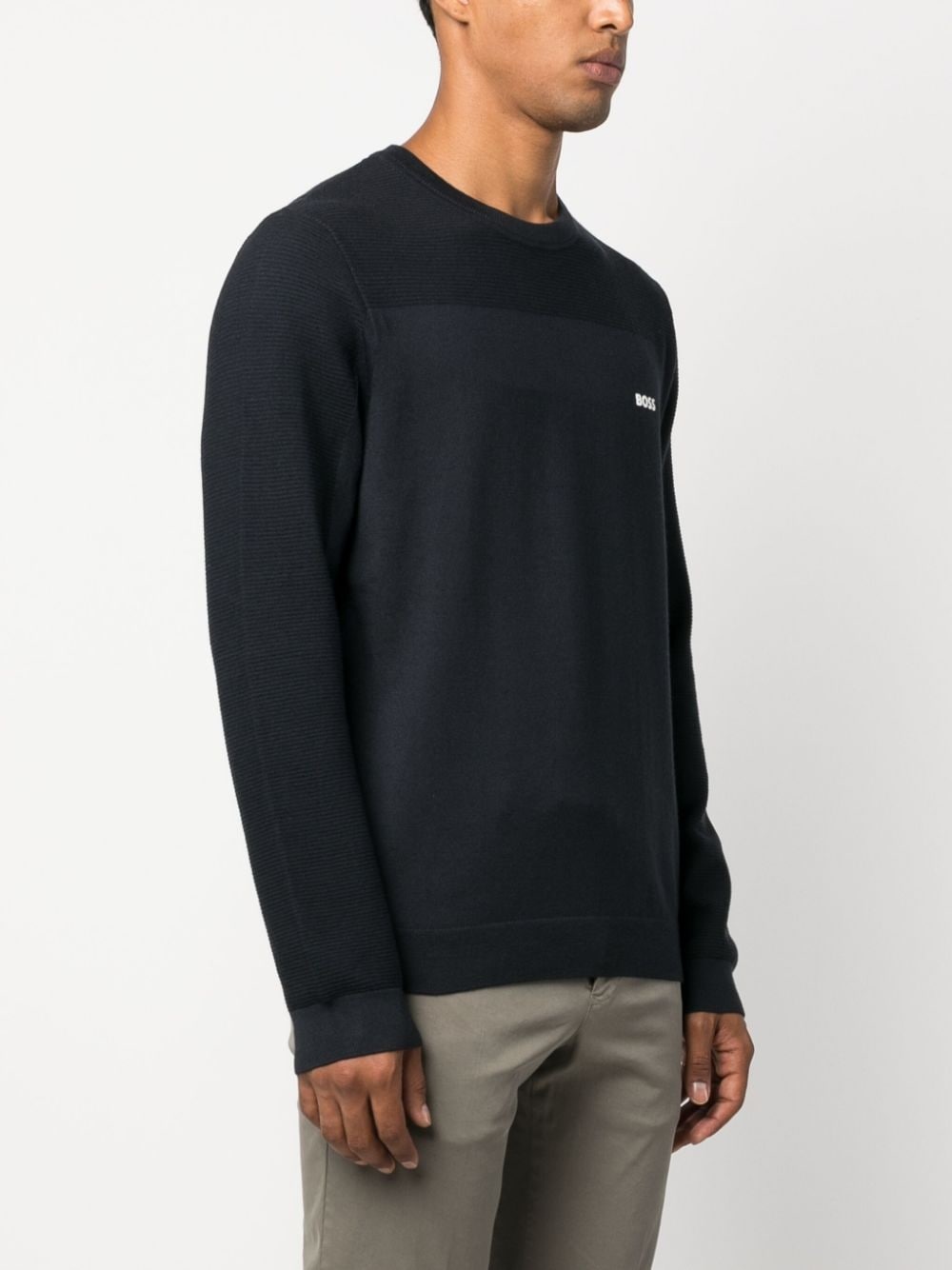 logo-patch round-neck jumper - 3