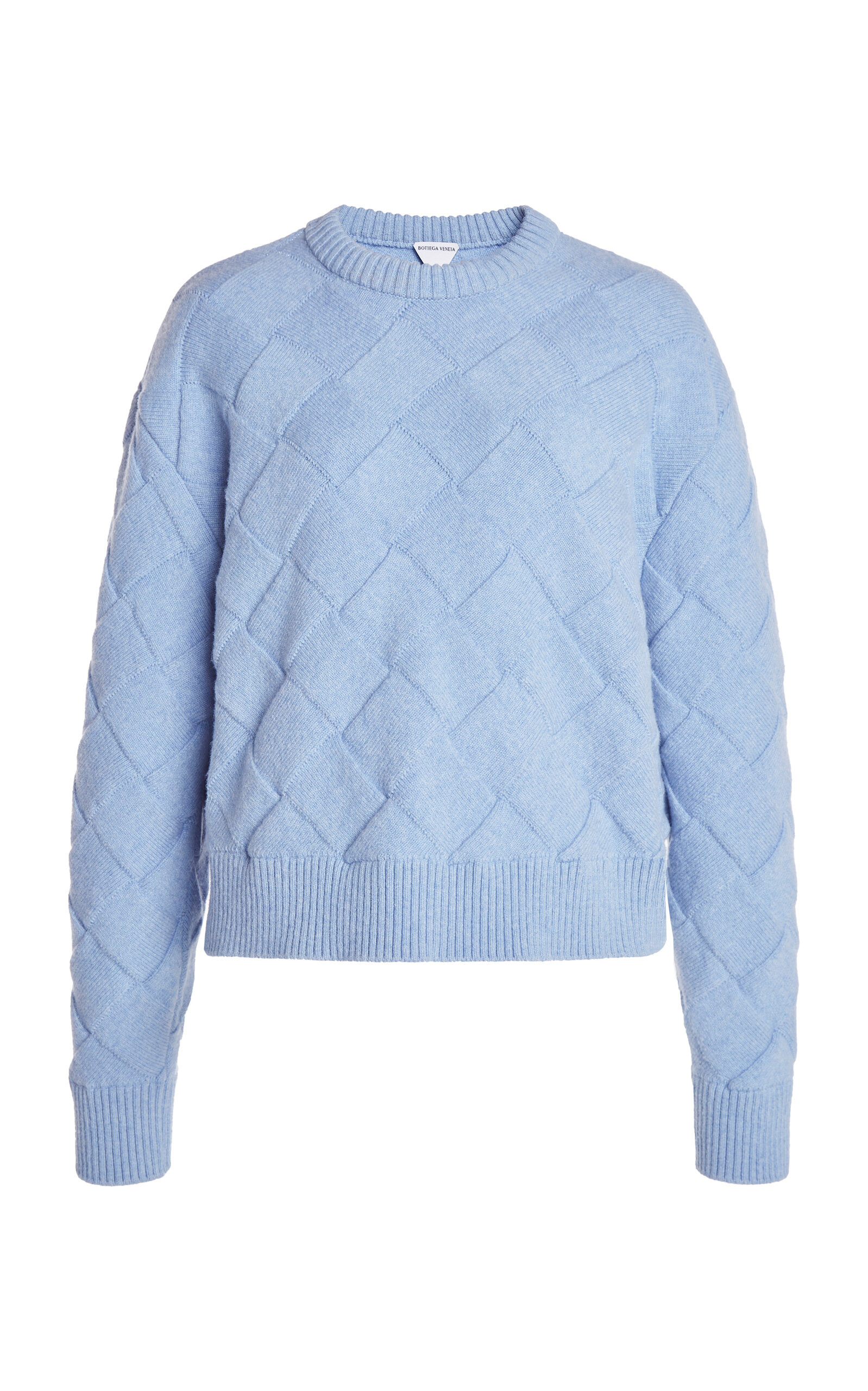 Checked Knit Wool Sweater blue - 1
