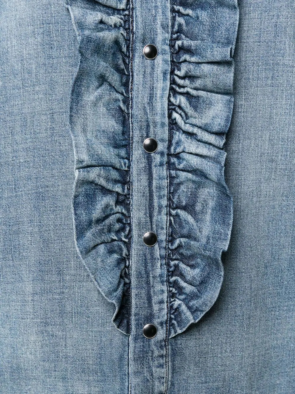 ruffle detail denim shirt - 5