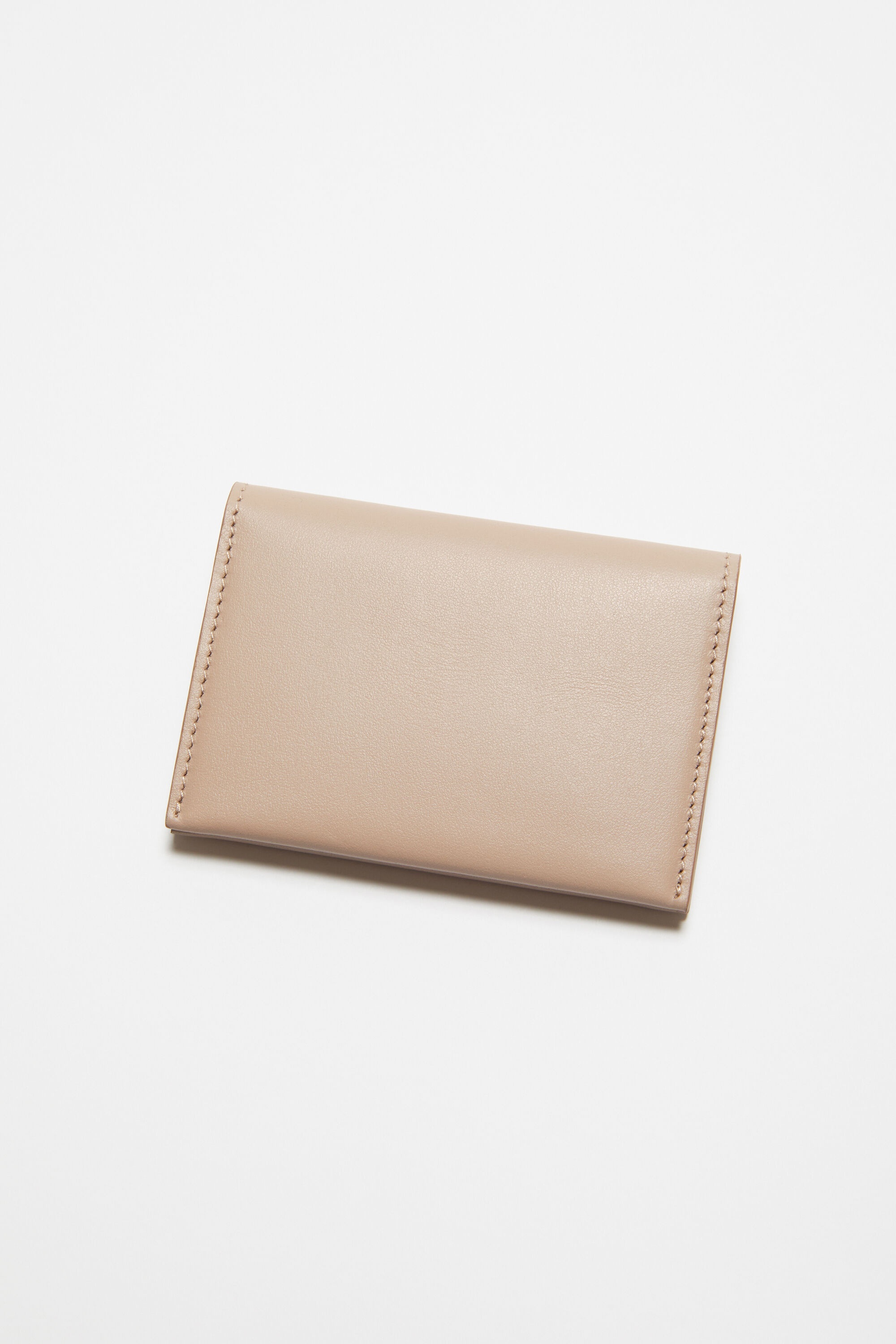 Folded leather wallet - Taupe beige - 4