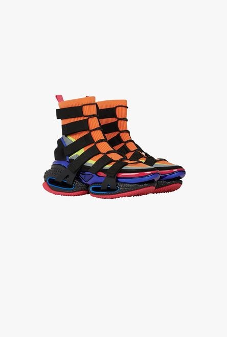 Multicolore suede and knit B-Bold sneakers with straps - 2