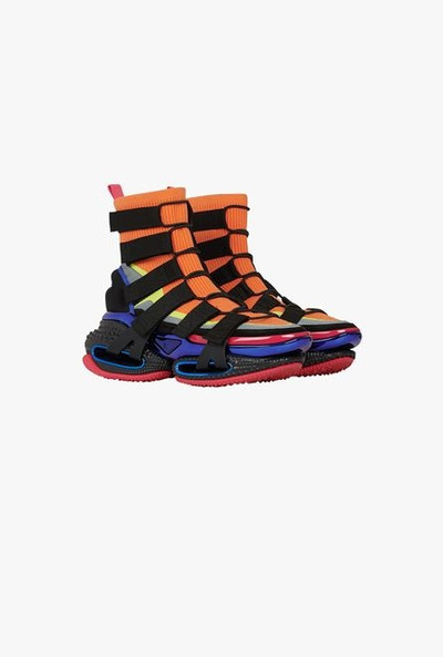 Balmain Multicolore suede and knit B-Bold sneakers with straps outlook