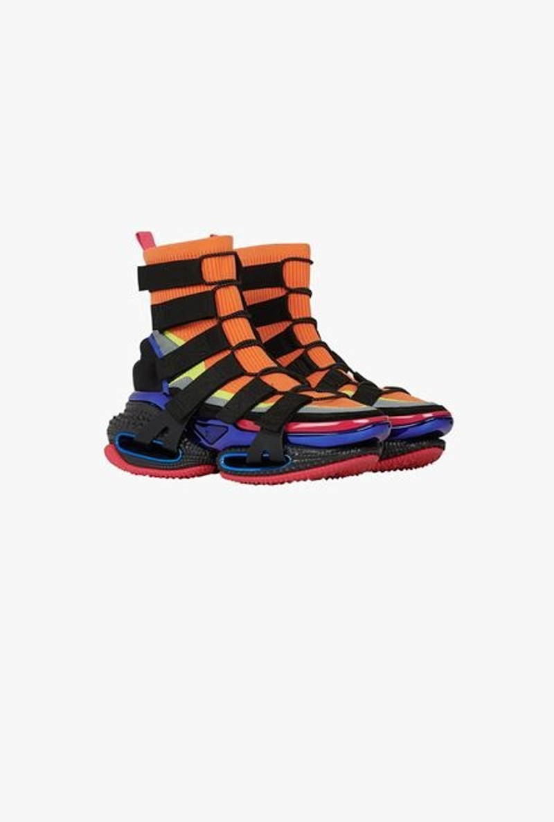 Balmain Multicolore suede and knit B-Bold sneakers with straps outlook