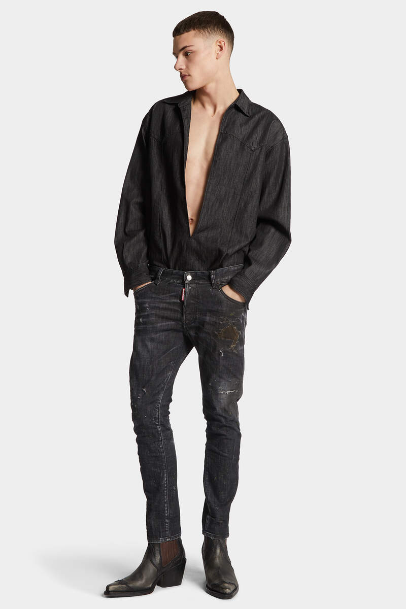 BLACK NIRVANA WASH SKATER JEANS - 3