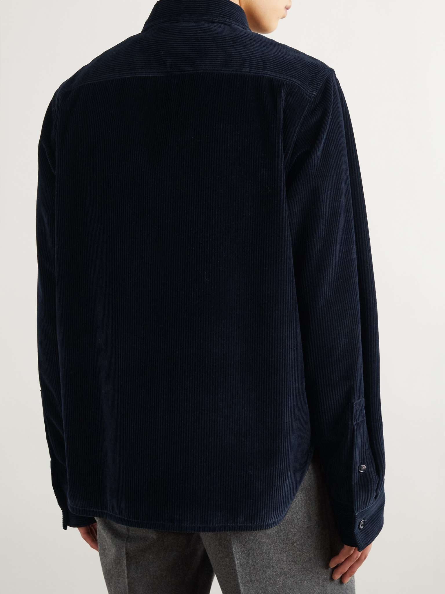 Leather-Trimmed Cotton-Corduroy Overshirt - 4