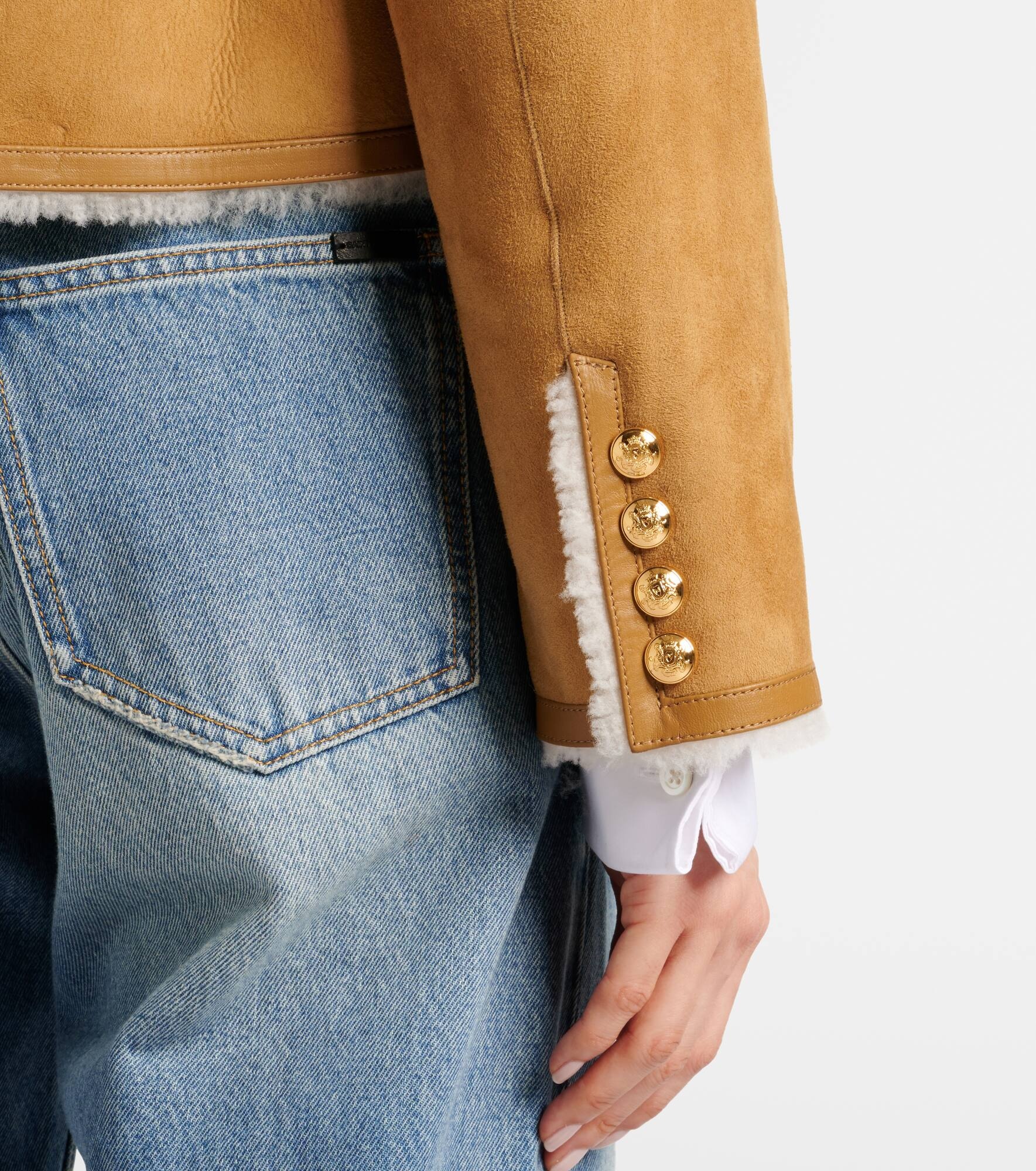 Zanie shearling-lined suede jacket - 6