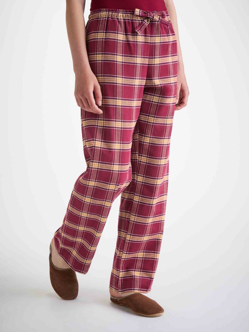 Women's Lounge Pants Kelburn 48 Brushed Cotton Burgundy - 3