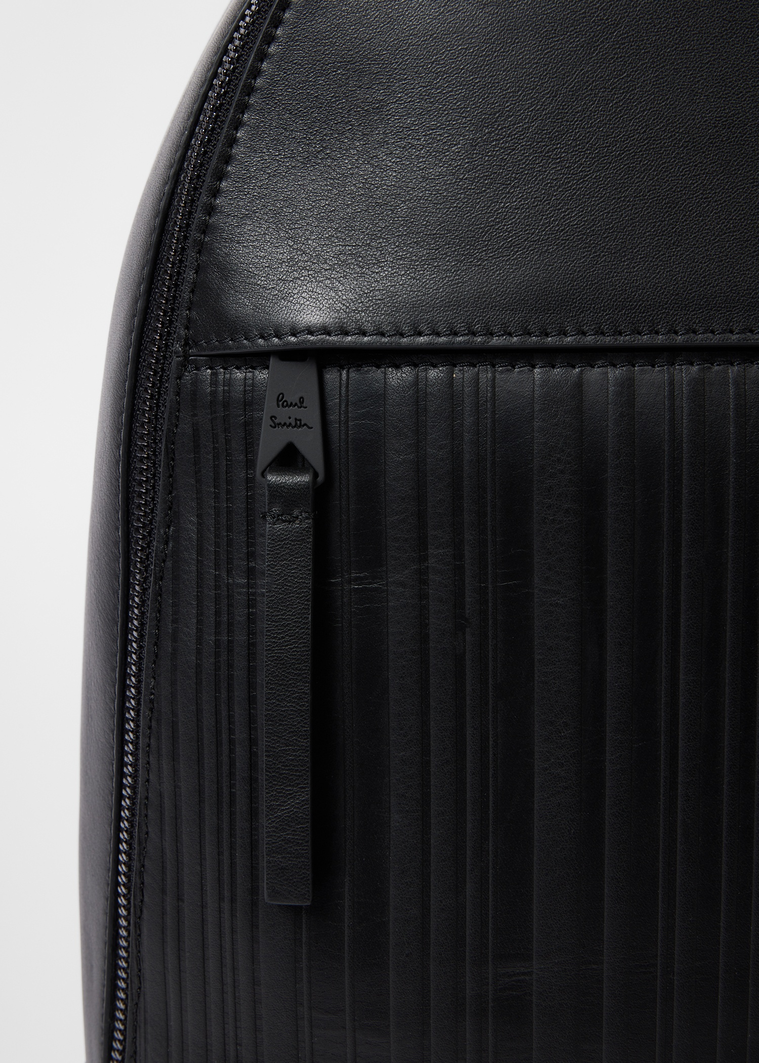 Black Textured Stripe Leather Backpack - 2