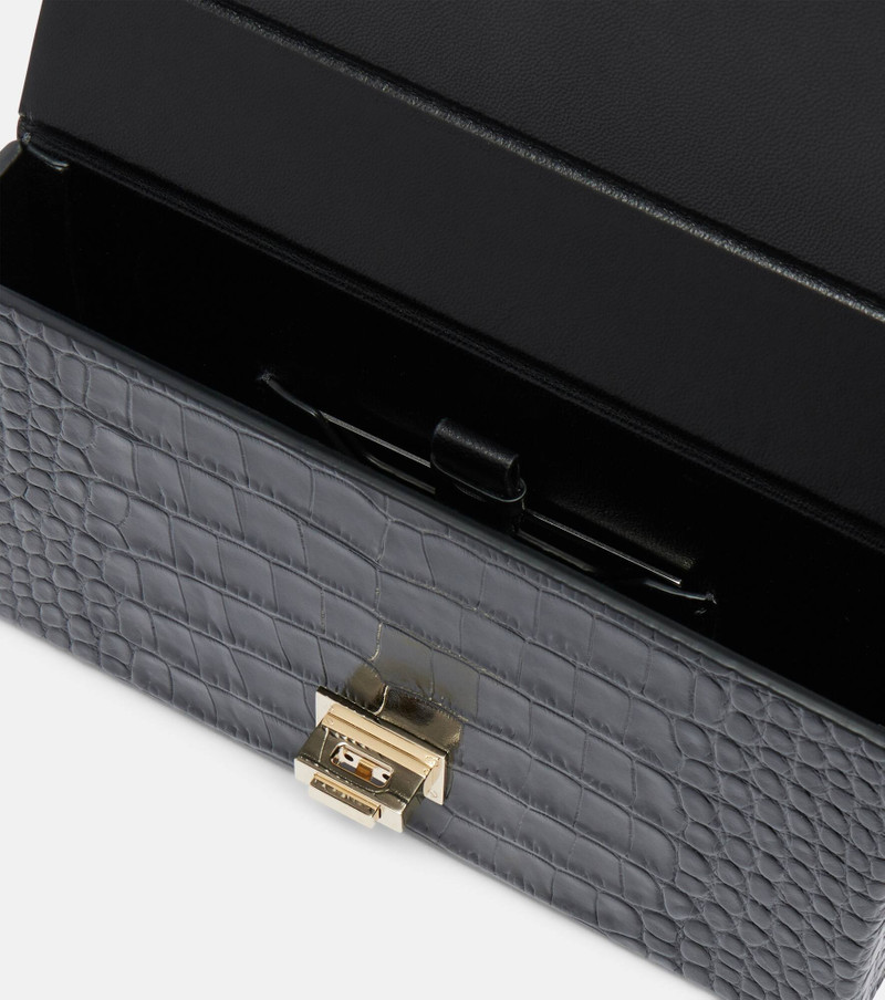 T Latch croc-effect leather box clutch 3