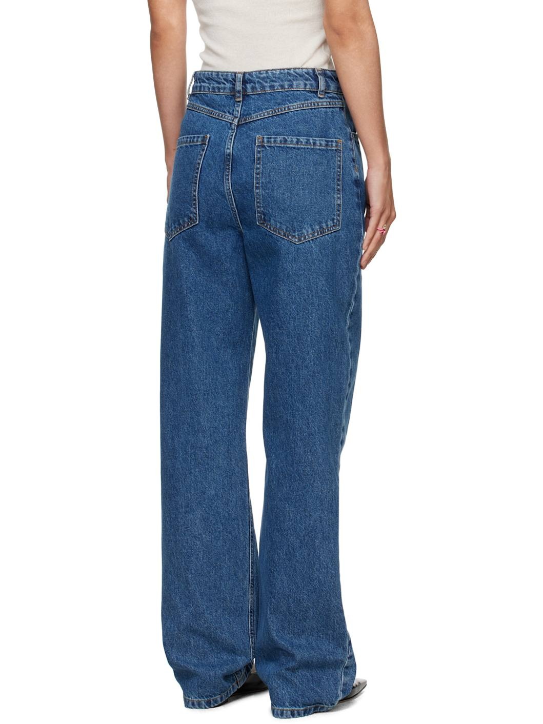 Blue High-Waisted Straight Leg Jeans - 3