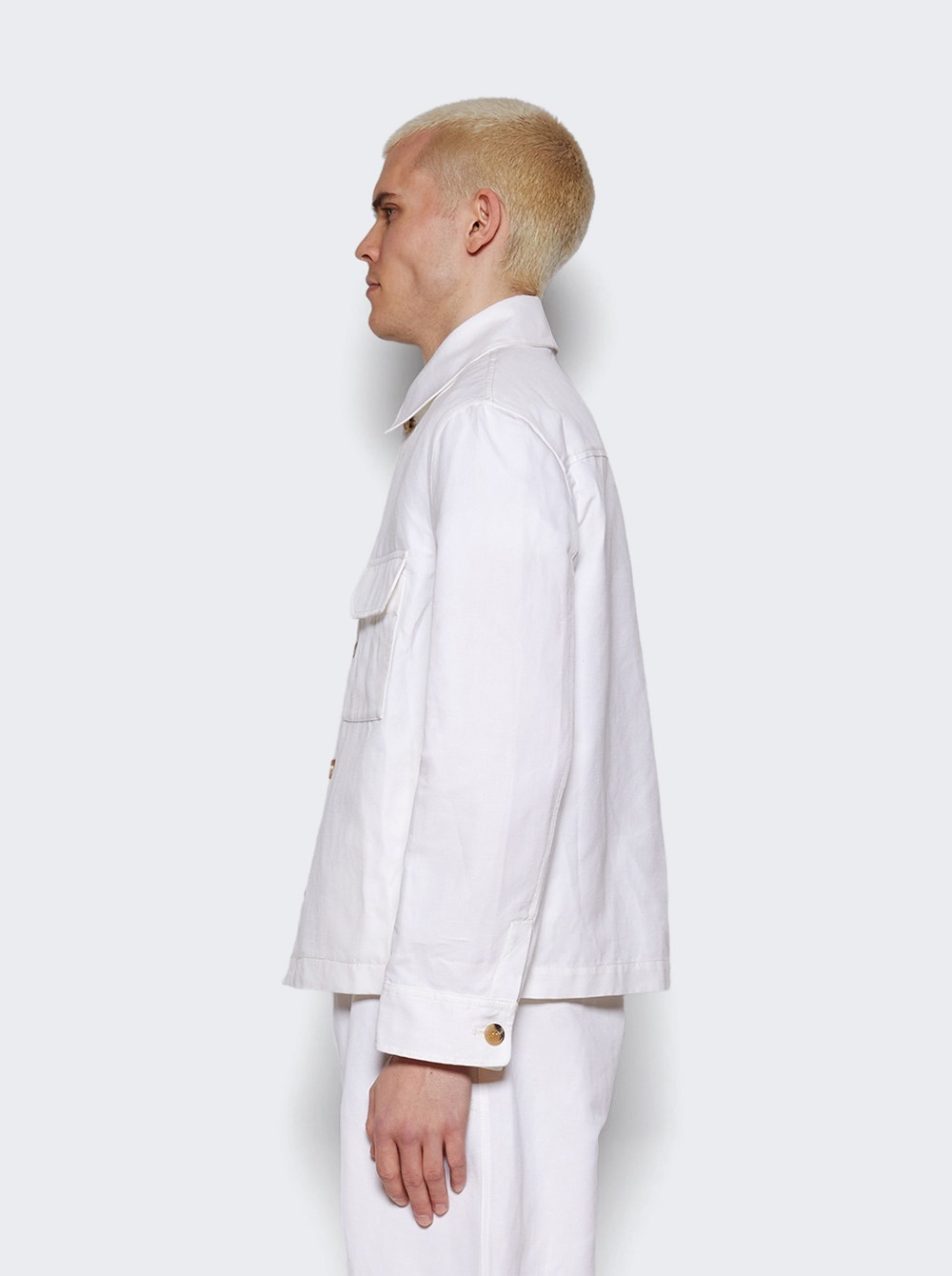 Daito Cotton Linen Overshirt Optical White - 4