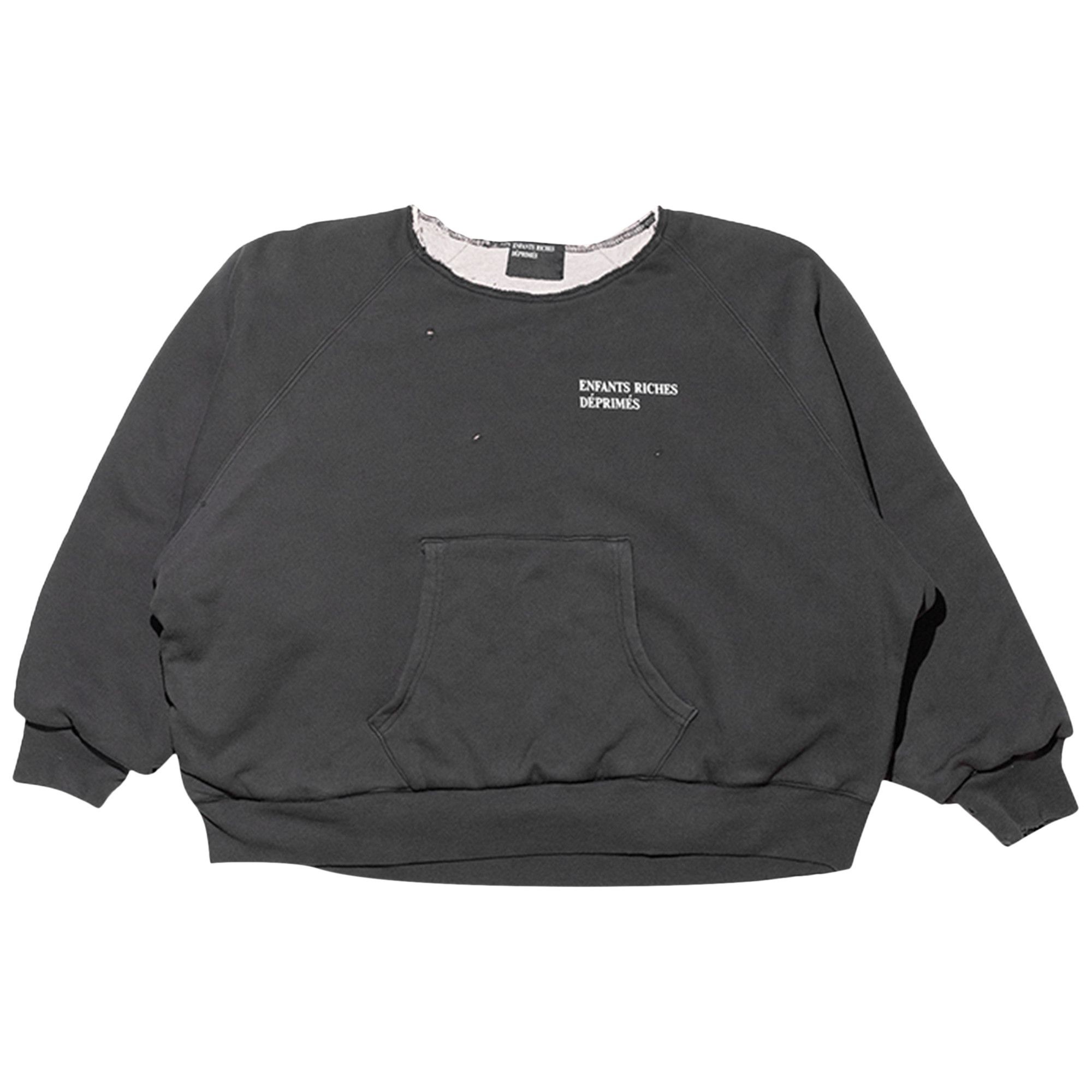 Enfants Riches Déprimés Lined Raglan Logo Sweatshirt 'Vintage Black/Heather Grey' - 1