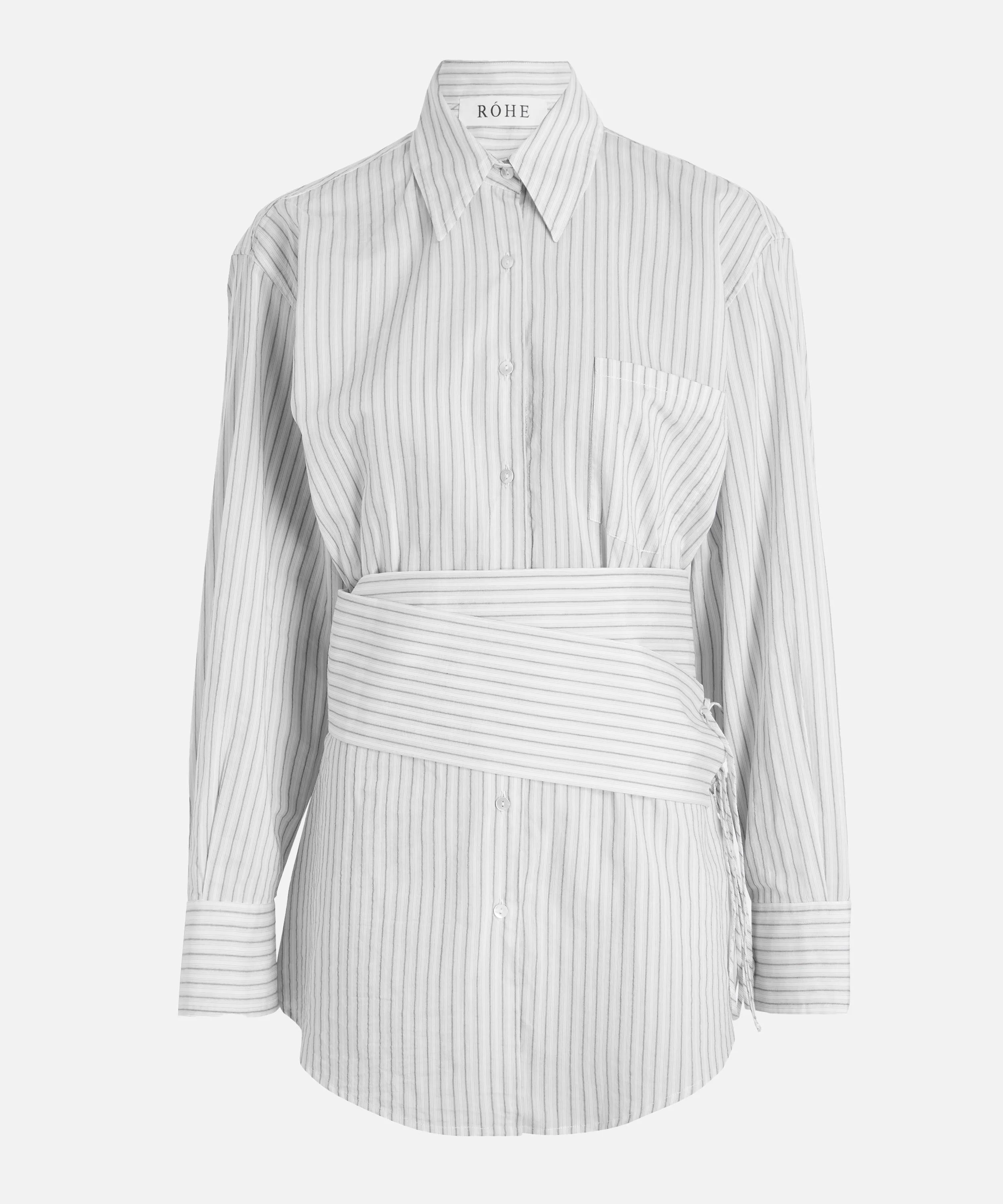 Silk Stripe Belted Shirt - 1