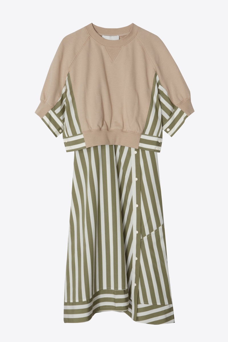 3/4 Sleeve Sweatshirt Combo Dress - 1