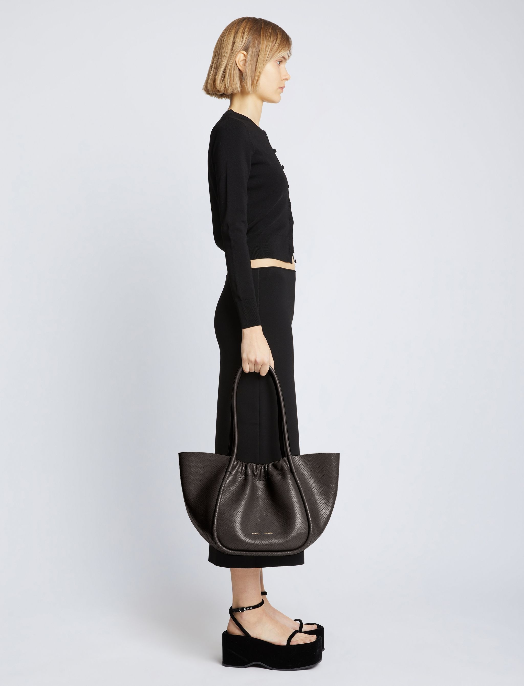 Carved Python Large Ruched Tote - 6
