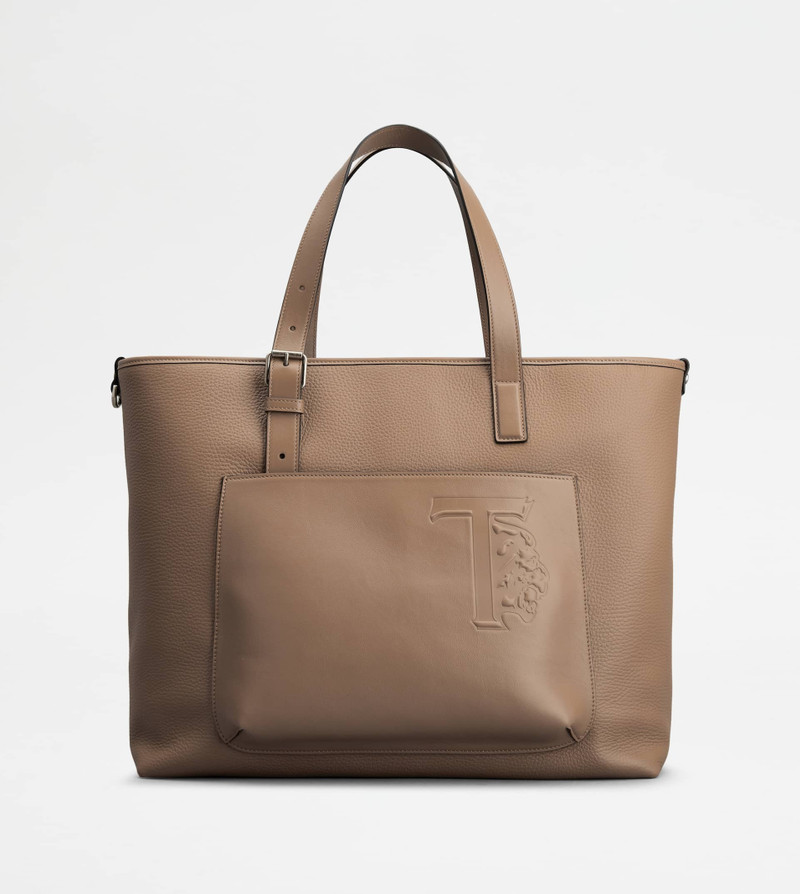 TOD'S SHOPPING BAG IN LEATHER MEDIUM - BROWN 1