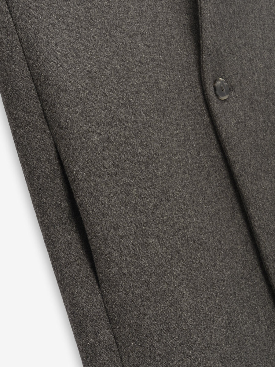 Military Wool Lapelless Coat - 5
