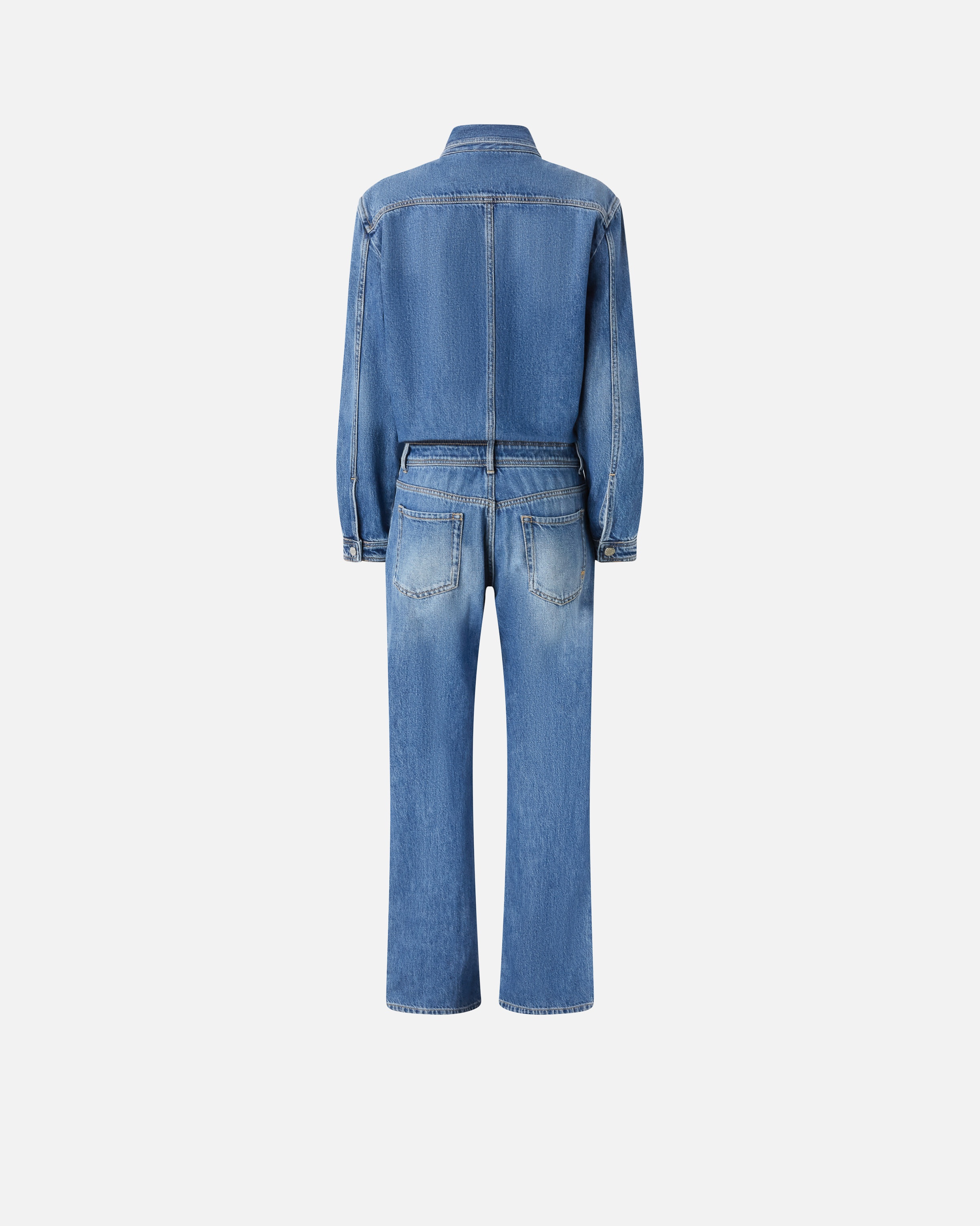 LONG DENIM JUMPSUIT WITH POCKETS - 6