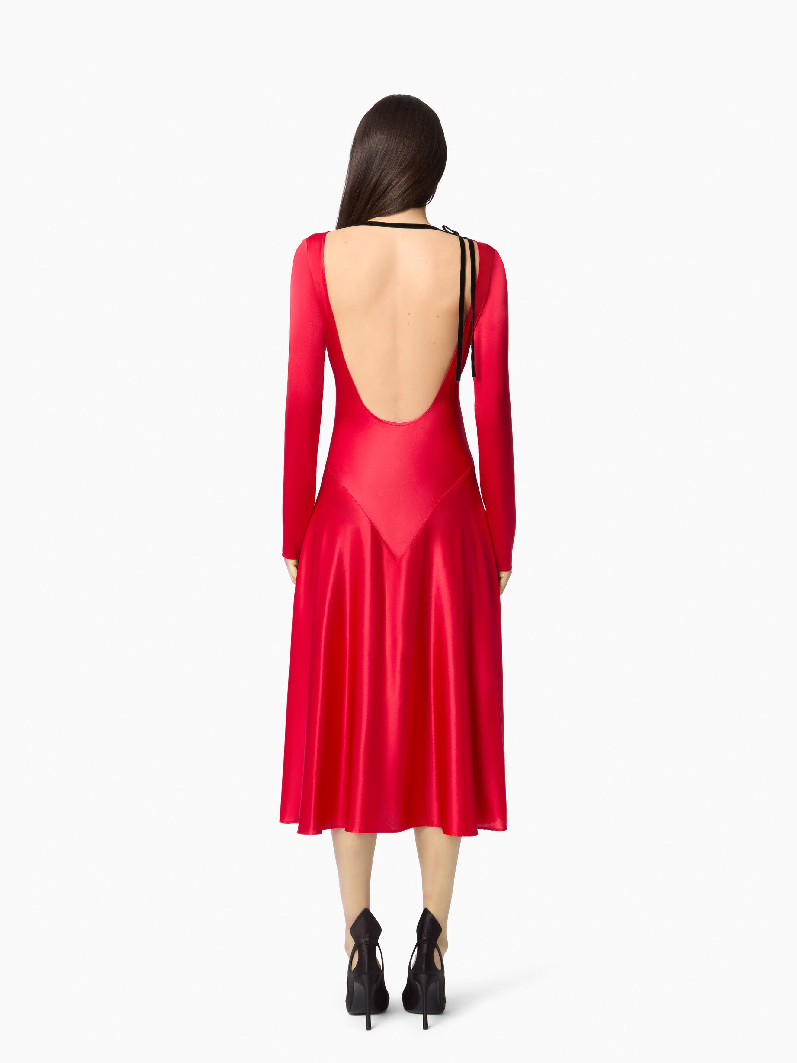 Red Backless Midi Dress - 4