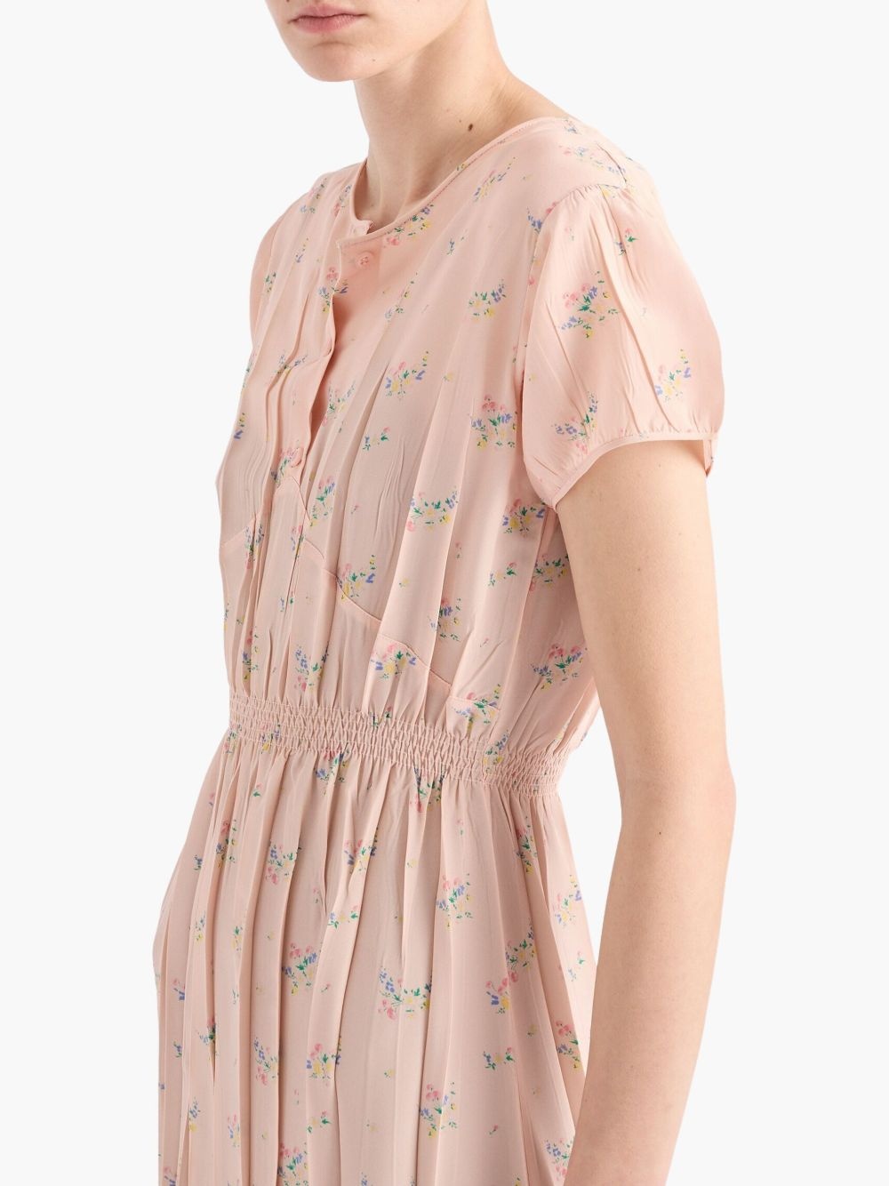 floral pongé midi dress - 4