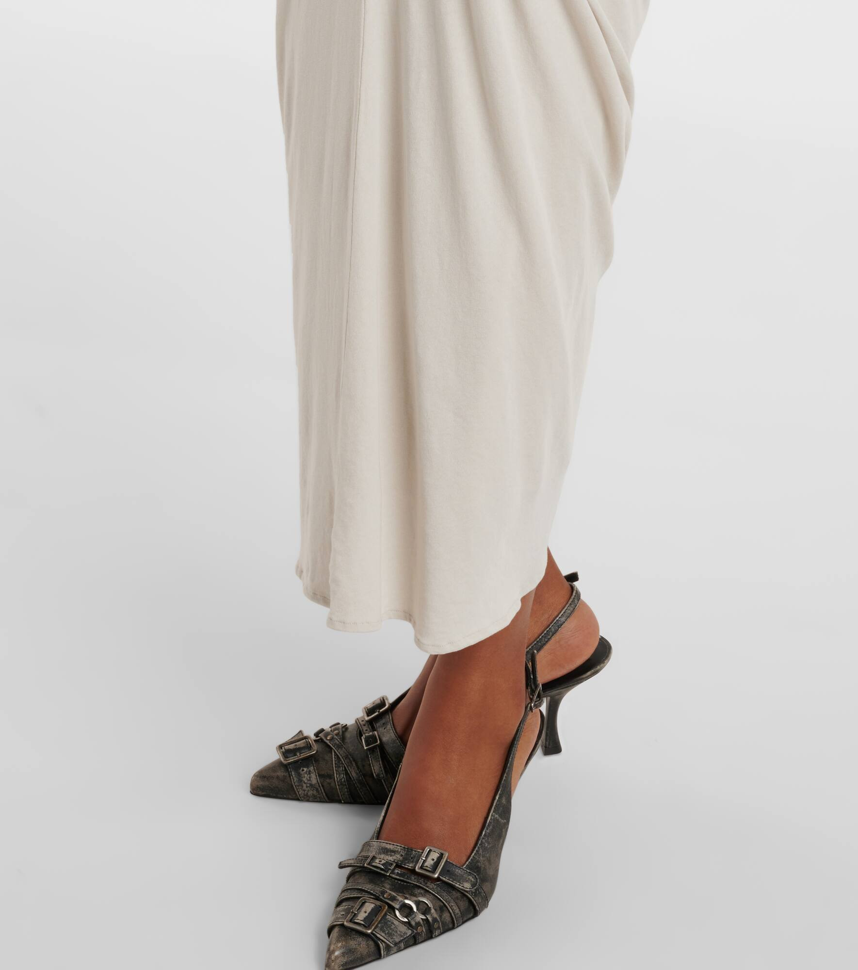 Gathered cotton-blend jersey maxi dress - 6