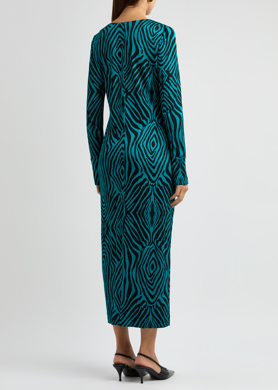 Diane Von Furstenberg Sonca Zebra-print Jersey Midi Dress - 3