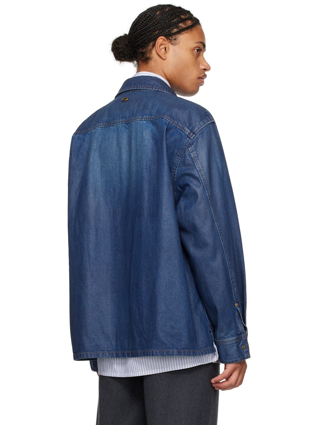 Blue Coated Denim Shirt - 3