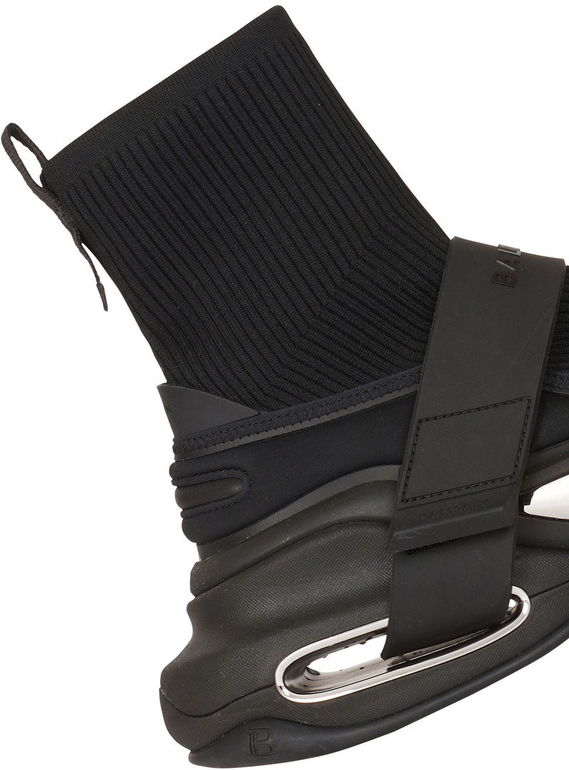 Black neoprene and knit B-Bold high-top sneakers with straps 7