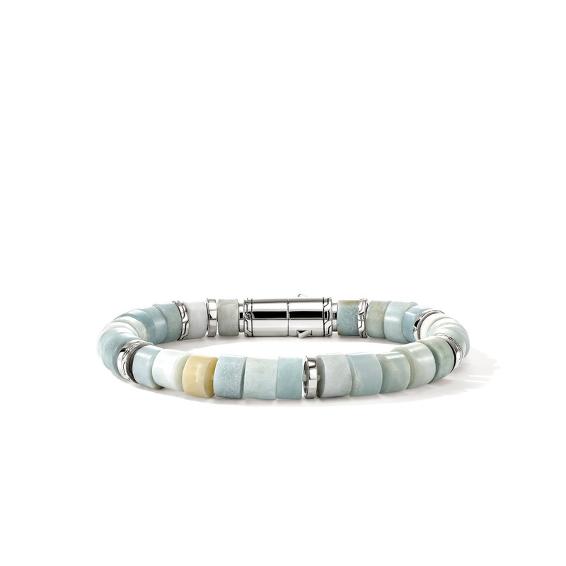 Ocean Heishi Bracelet, Sterling Silver, Multi Color Quartzite, 9MM 3