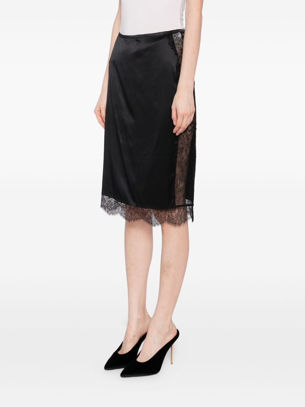 lace-trimmed satin skirt - 3
