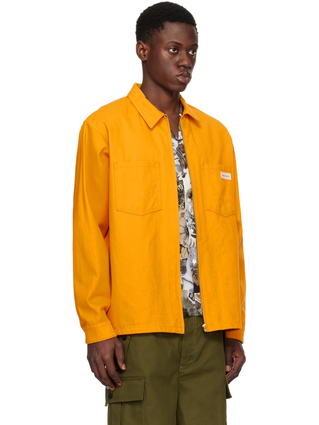 Orange Zip-Up Long Sleeve Shirt - 2