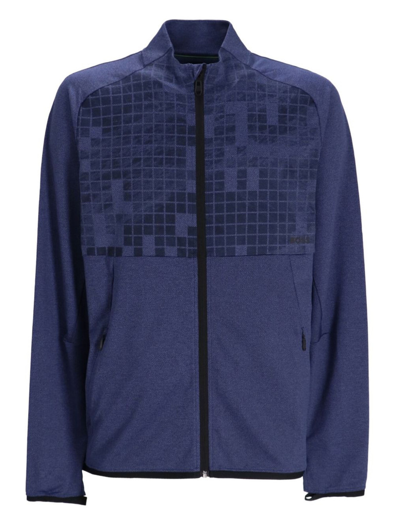 geometric-pattern zip-up sweatshirt 1