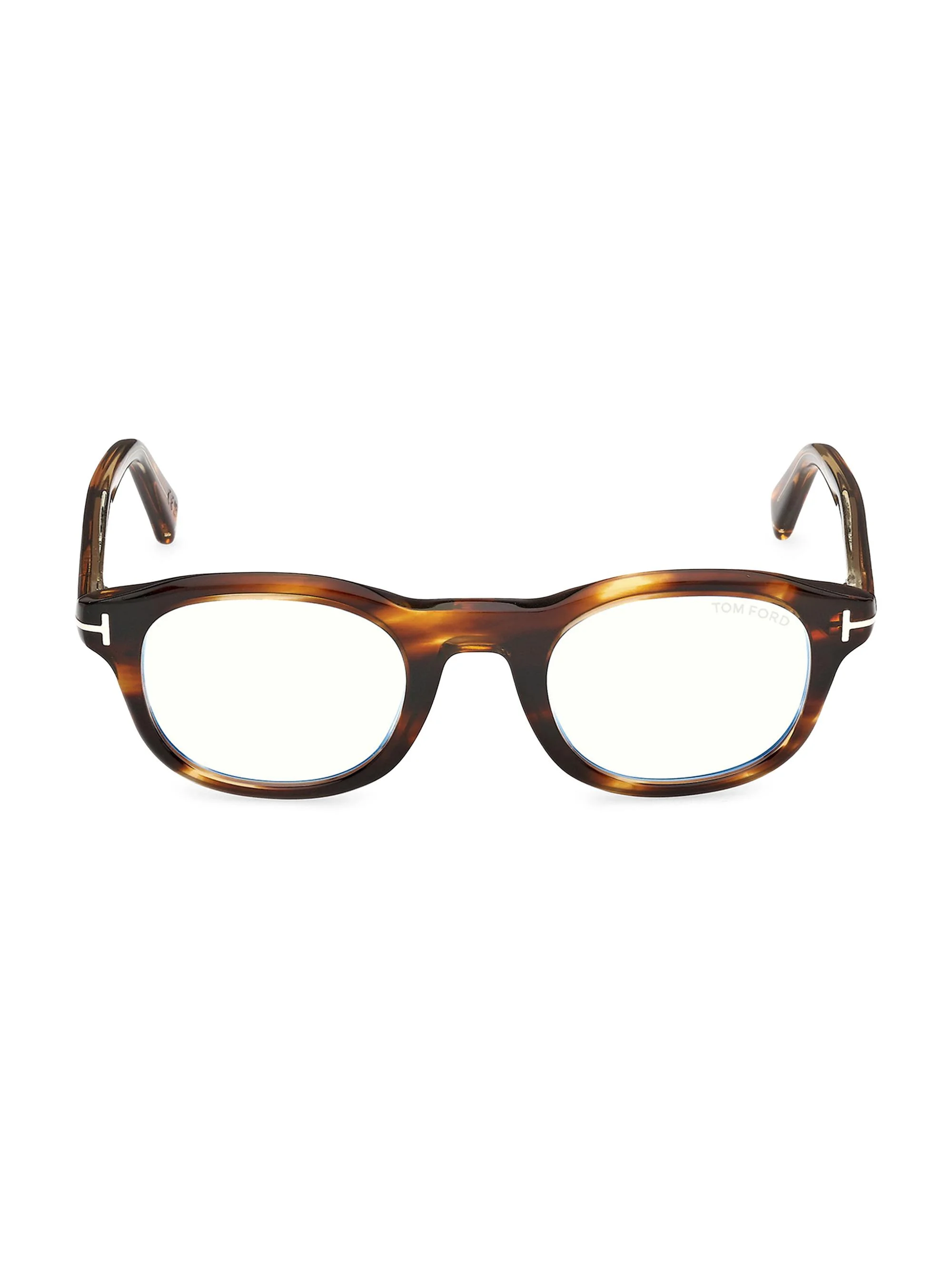 Men's 47MM Blue Block Square Eyeglasses - Brown - 1
