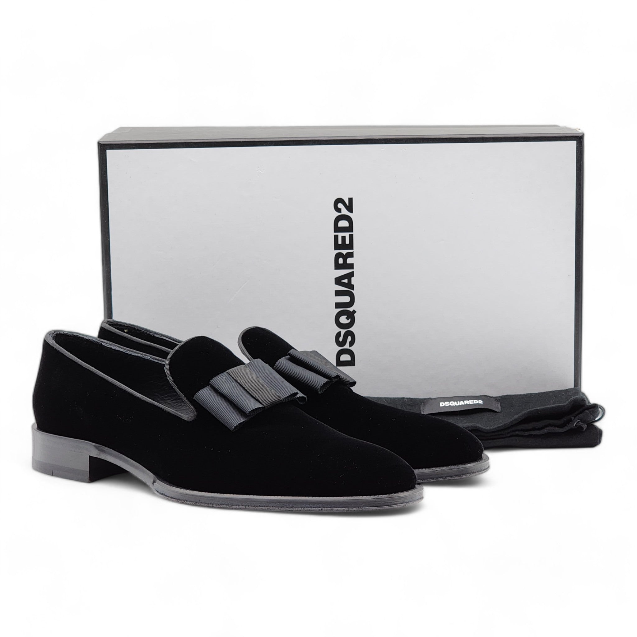 Dsquared2 Bow Detail Velvet Loafers in Black 41 - 2