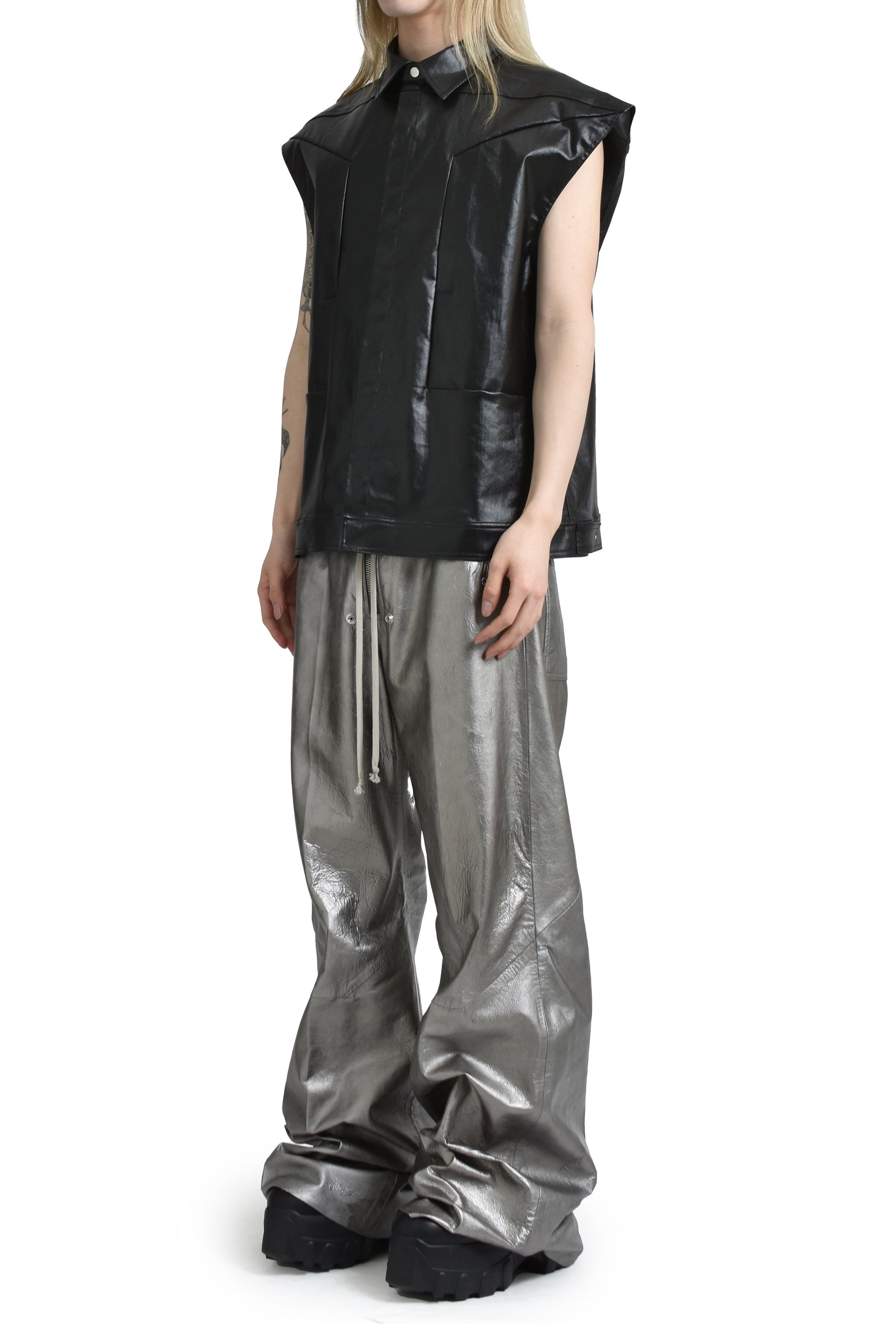 SLEEVELESS JUMBO OUTERSHIRT / BLK - 4