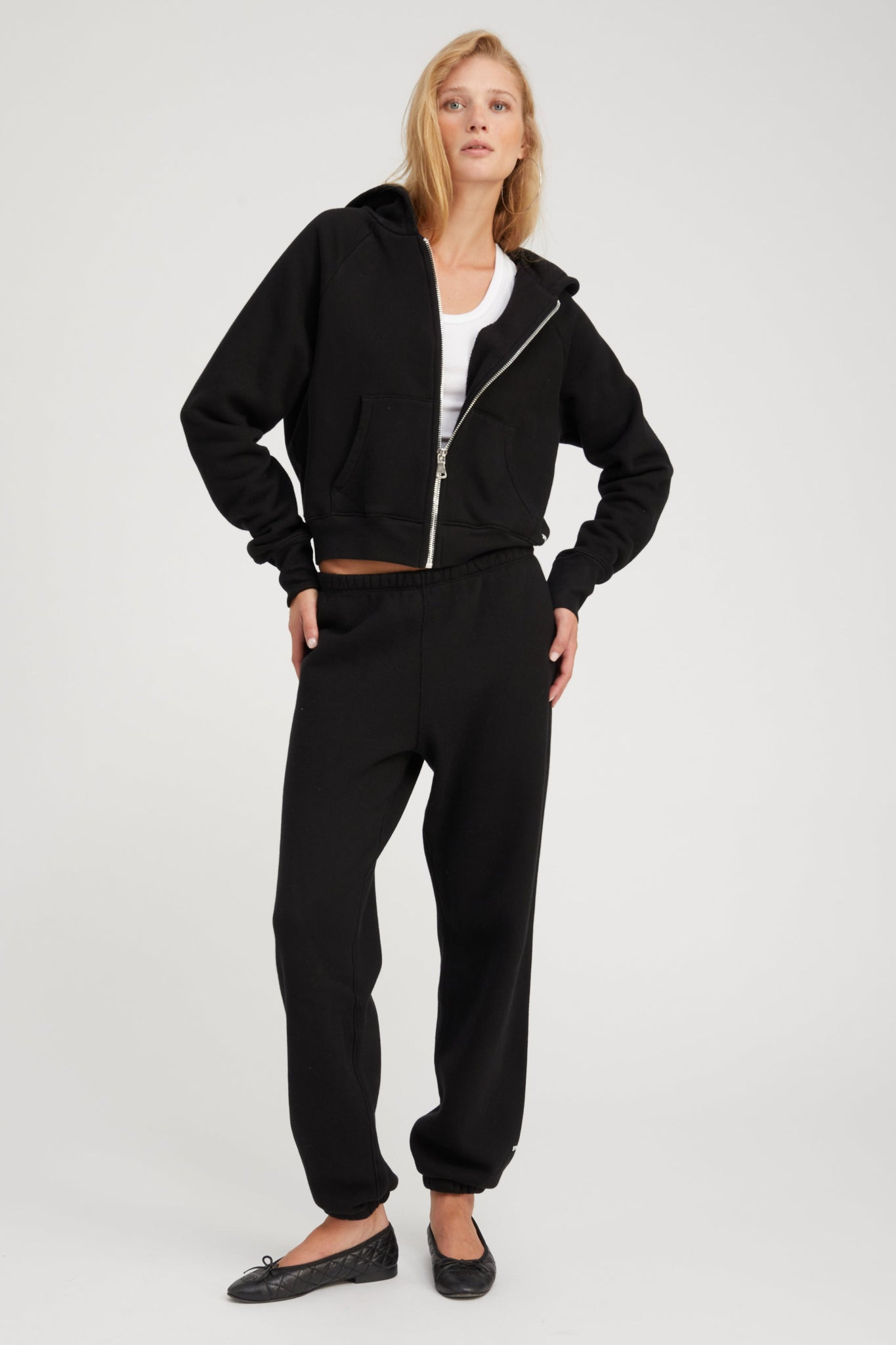 BLACK COTTON MINI LOGO SWEATPANTS - 2
