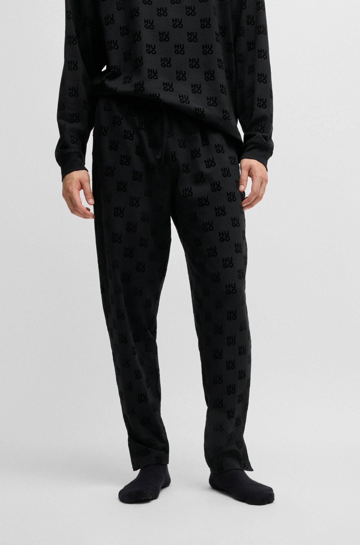 STRAIGHT-LEG TRACKSUIT BOTTOMS WITH FLOCK-PRINT STACKED LOGOS - 2