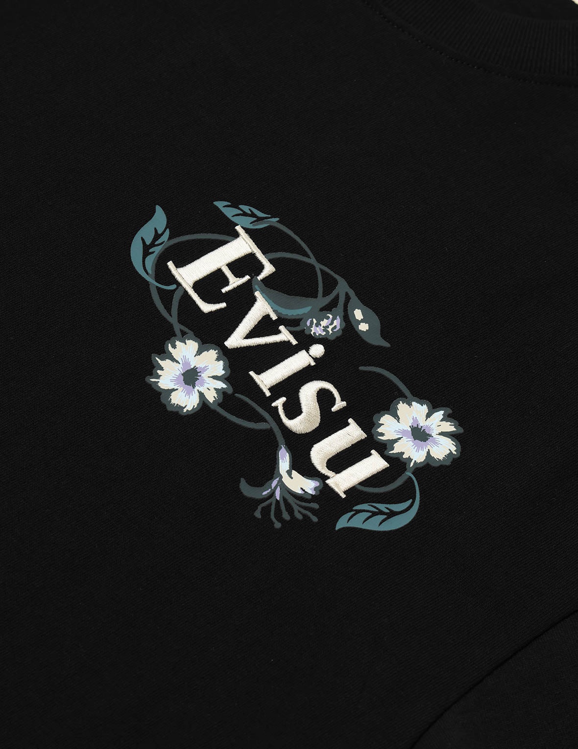 Floral Daicock and Logo Embroidery Loose Fit T-Shirt - 7