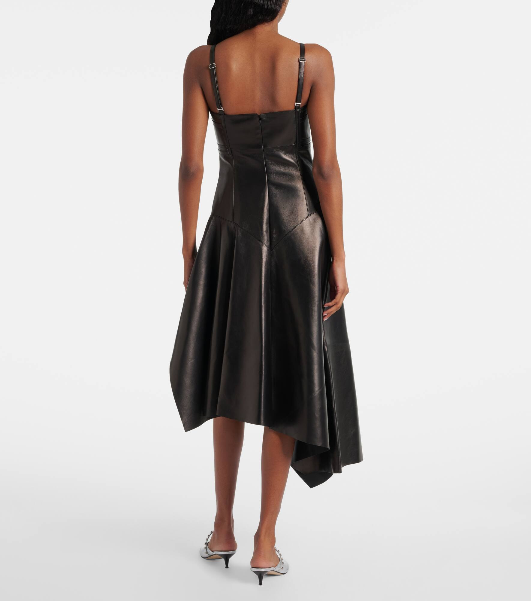 Asymmetric leather midi dress - 3