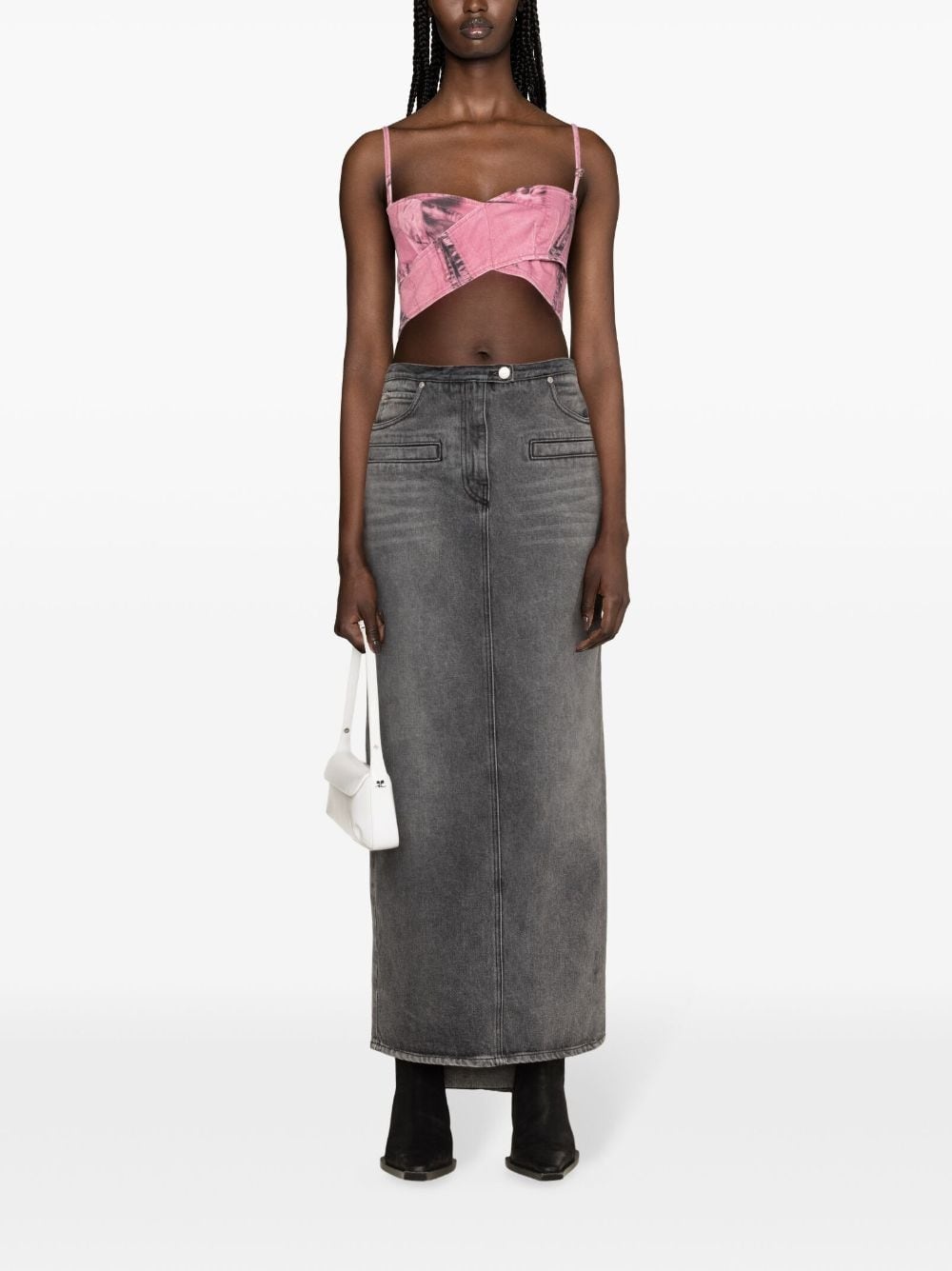 abstract-print cropped top - 2
