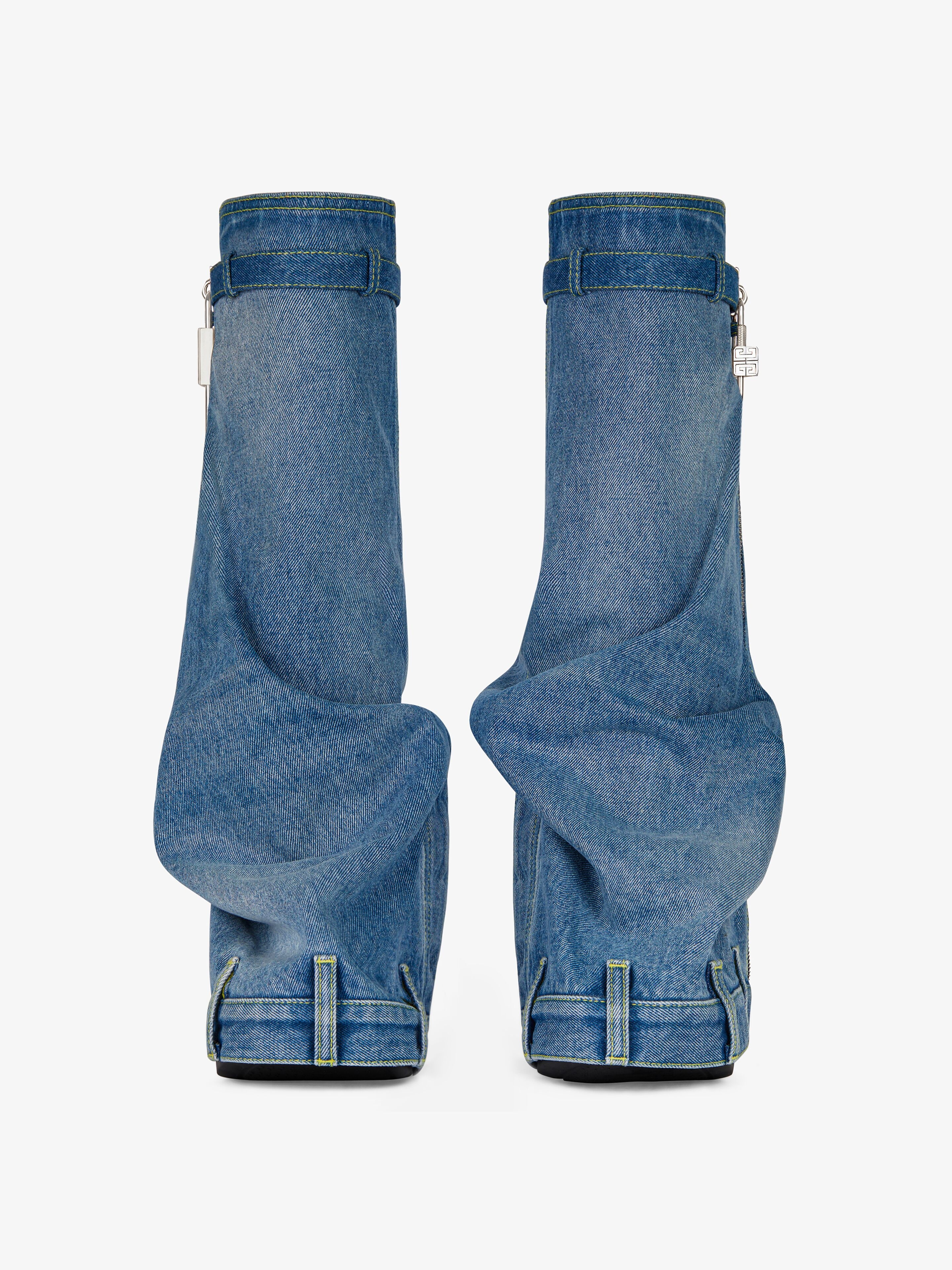 SHARK LOCK BIKER BOOTS IN WRAPPED DENIM - 2