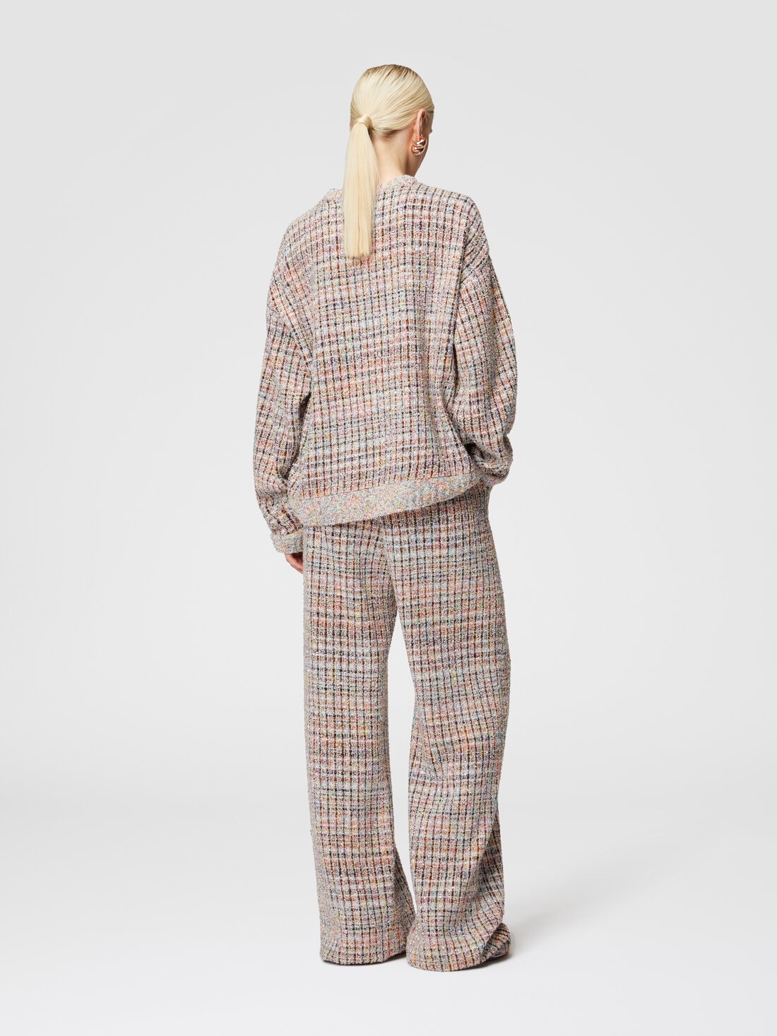 Bouclé checkered crewneck sweatshirt with sequins - 3