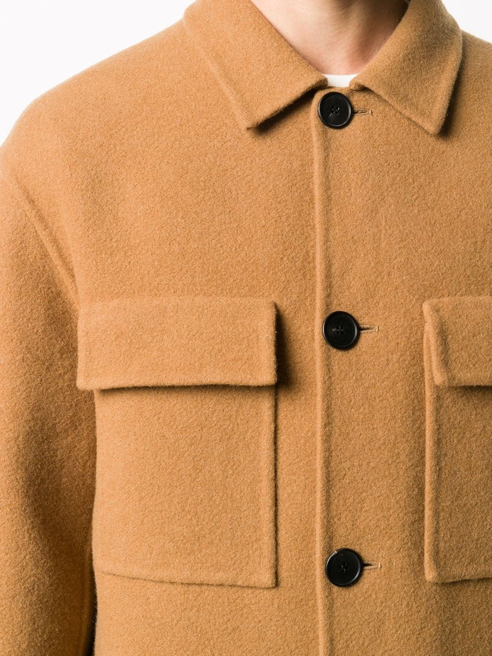 knitted chest flap pocket coat - 5