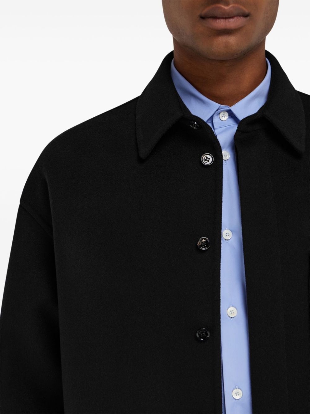 logo-plaque buttoned shirt jacket - 5